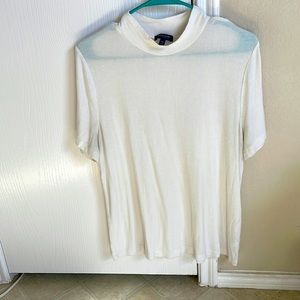 Ribbed cowl neck sheer tee